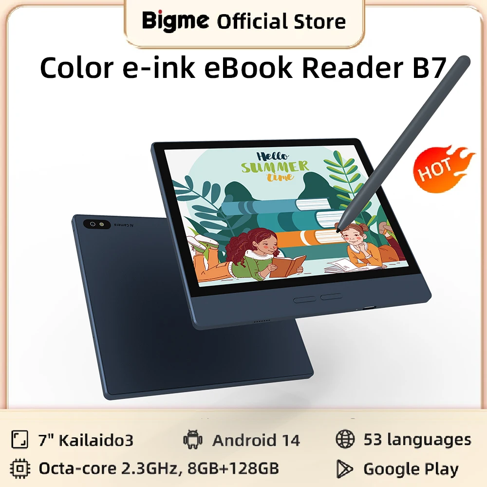 Libro electrónico Bigme de 7 pulgadas B7, lector de libros electrónicos de tinta electrónica en color, 300PPI, 8GB+128GB, sistema abierto Android14, tableta ereader con llamadas 4G