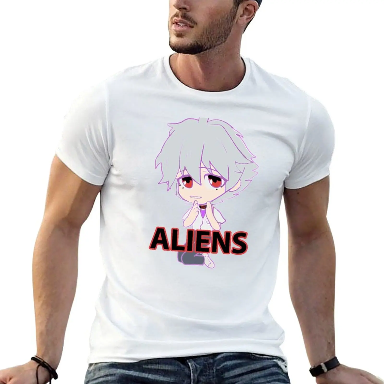 NGE! Q Kaworu ALIENS T-Shirt Daily Casual Short Sleeve Tee Shirt