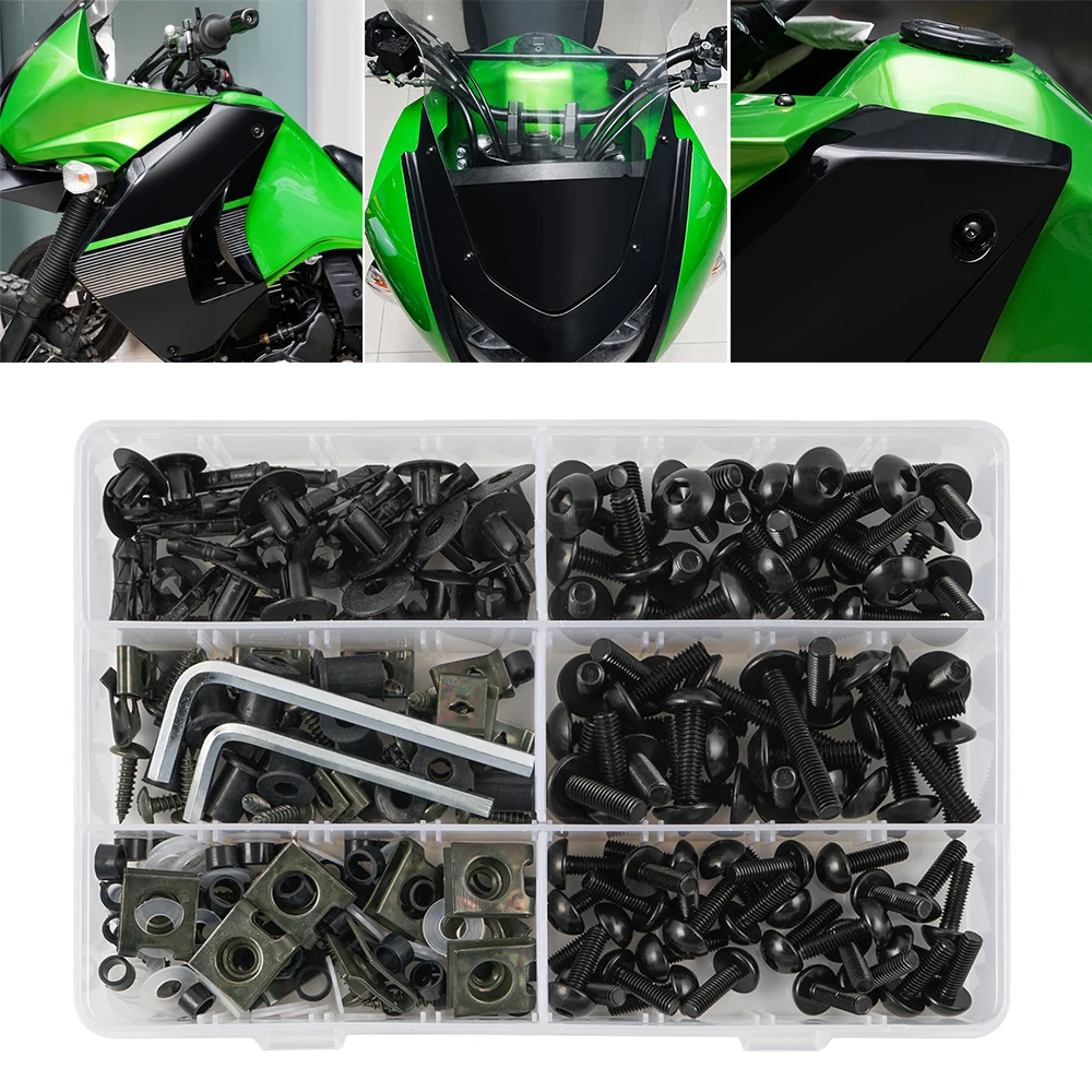 253 Stück Motorrad M5 M6 Schrauben Schrauben Unterlegscheiben Clips Verkleidungsschrauben-Set für Kawasaki Ninja 1000 250R 300 400 500 500R 600R 650 650R