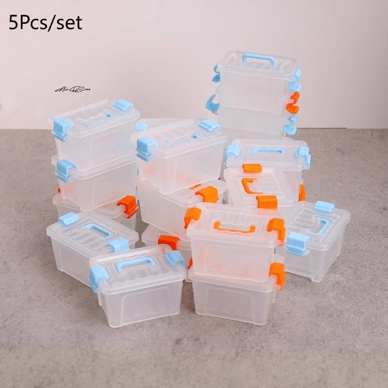 5Pcs Clear Dollhouse Mini Storage Box Toolbox Model Home Decor Dolls House Micro Scene Accessories for Playhouses