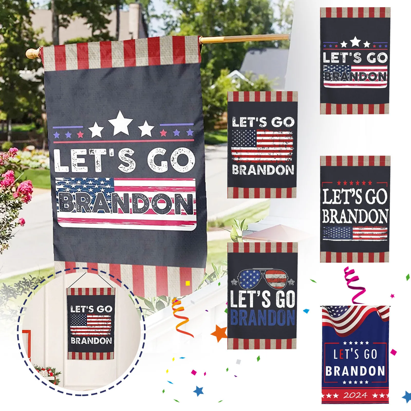Patriotic Flag Banner Let'S Go Brandon American Usa Outdoor Decor Garden Yard Sign 2026 Political Ornament Outdoor Decor Yard T1