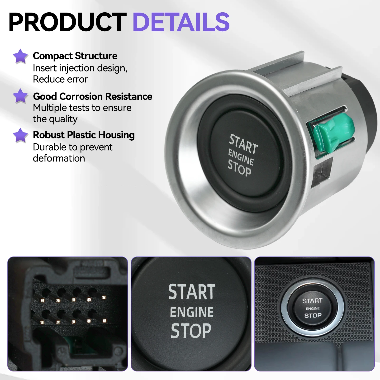 For Land Rover Range Rover L322 2010-2013 Car Keyless Start Stop Button Engine Ignition Starter Switch Push LR050802 LR011897 - view 3