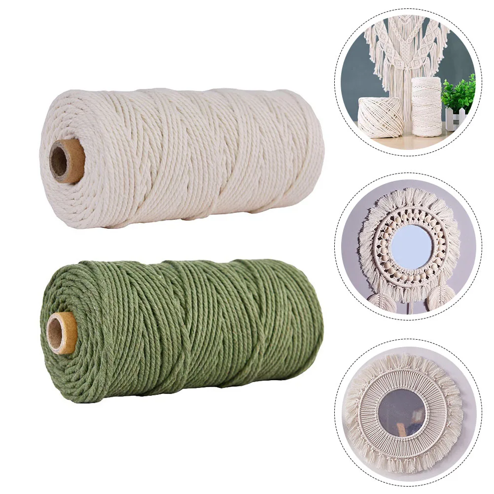 Cotton Rope 2 Rolls Decorative Crafts Handmade Tapestry Weaving Ropes Eight Strand Wrapping DIY Arts Craft Decoration