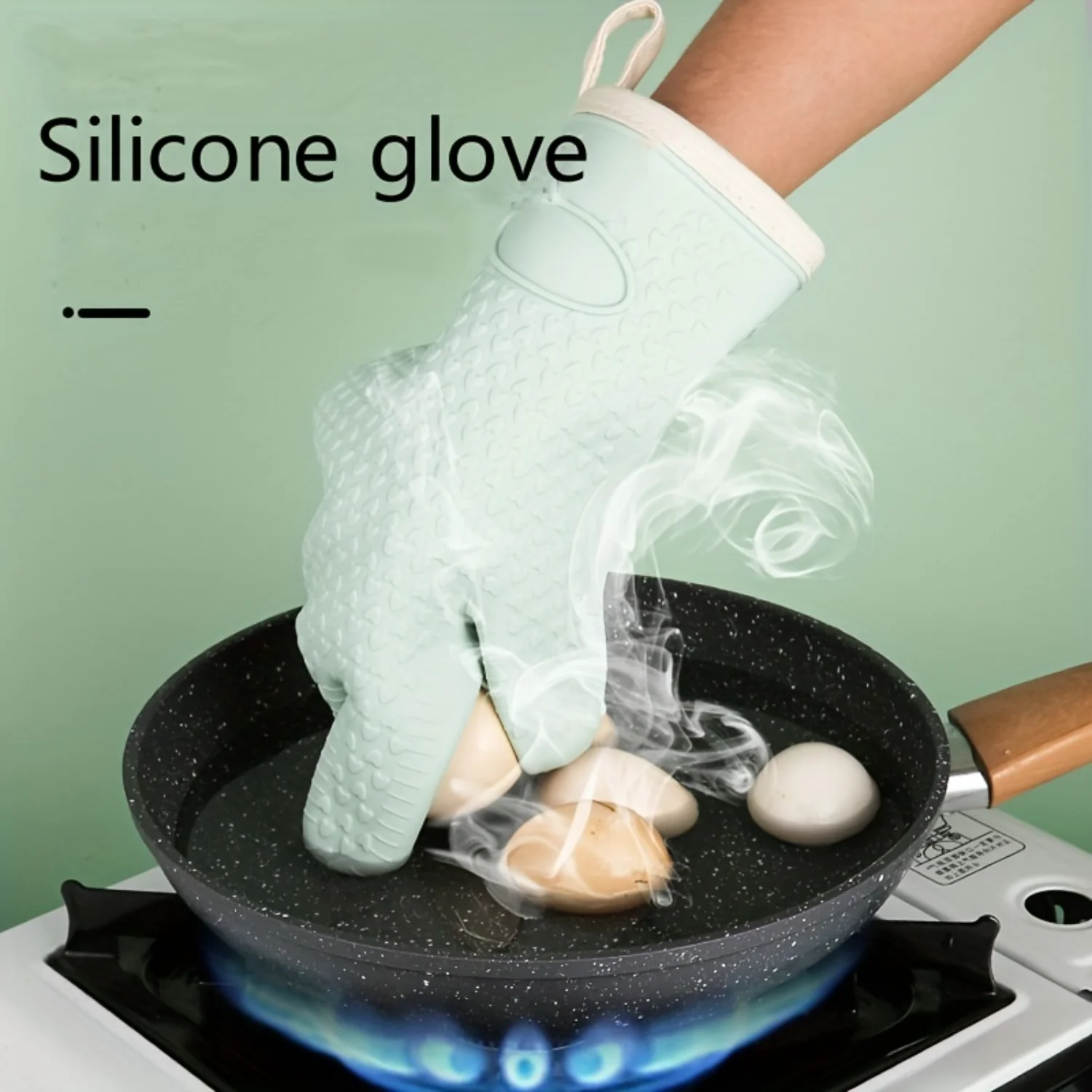 1 Pair, Silicone Oven Mitts, Solid Color Heat Resistant Mitts, Microwave Oven Double Layer Baking Oven Insulation Gloves, Non-Sl