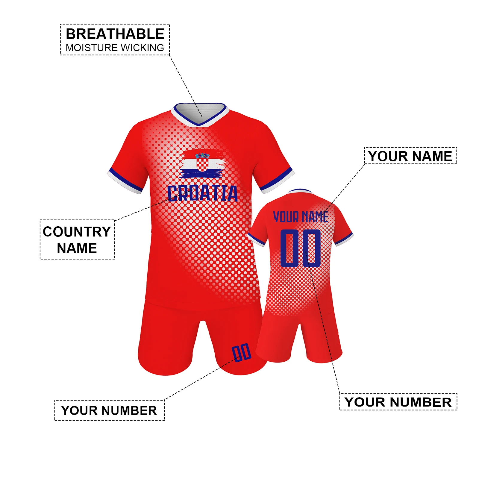 Custom Kids Soccer Jersey for Boys Girls Fans Gift Football Training Kit Youth Team Uniform with Personalized Name and Number