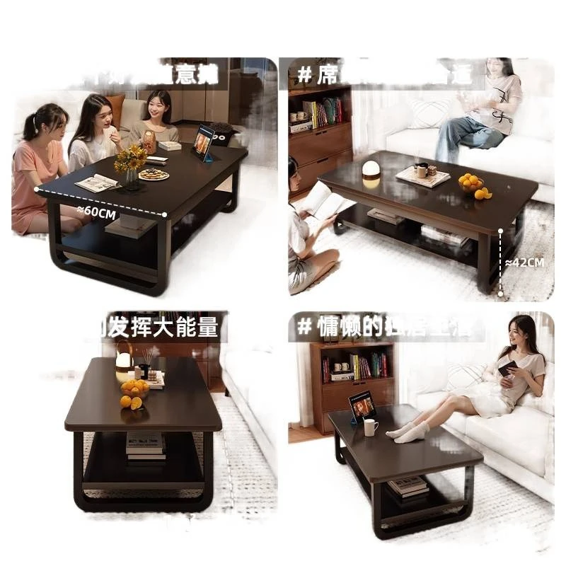 Mesa de centro para escritório, mesa de chá com convidados, apartamento pequeno simples e moderno, sala de estar, mesa de sofá simples de camada dupla