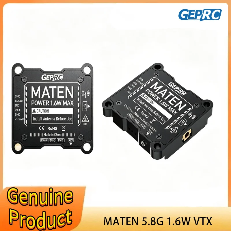 GEPRC MATEN 5.8G 1.6W VTX 72CH 1600Mw FPV Video Transmitter Built-In Mic PAL/NTSC for FPV Long Range Racing Drone Accessories RC