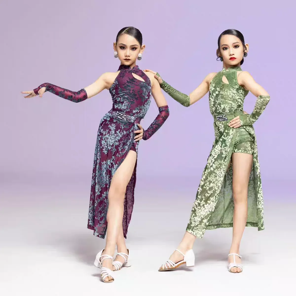 

Summer New Latin Dance Costume Design and Colour Chinese Style Qipao Style Advanced Practice Performance Costume Girls' Dress