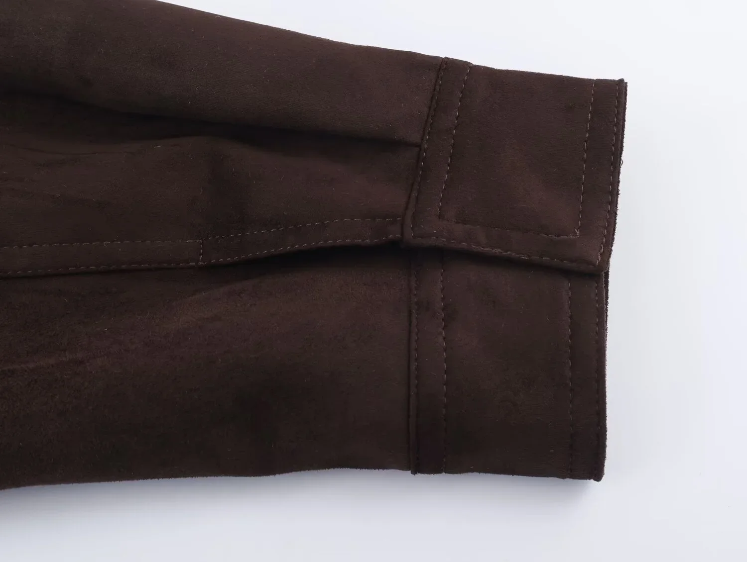 2025 Winter New Women's Casual Fashion Simple Stand Collar Long Sleeve Pleated Suede Texture Bomber Jacket