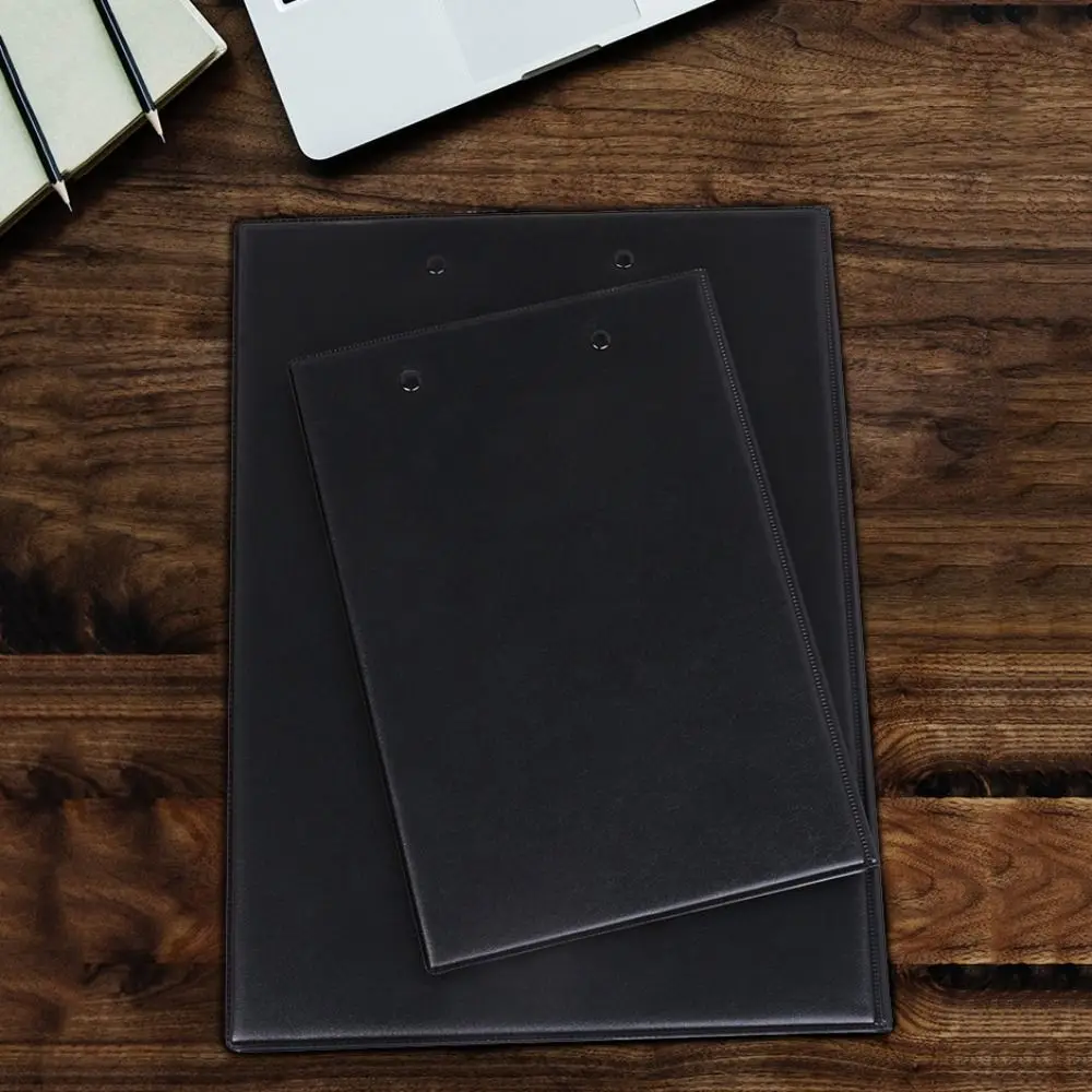 

High Grade PU Leather File Folder A4/A5 Black Writing Pad Vertical Plate Hardboard Contract Clamp Business Meeting