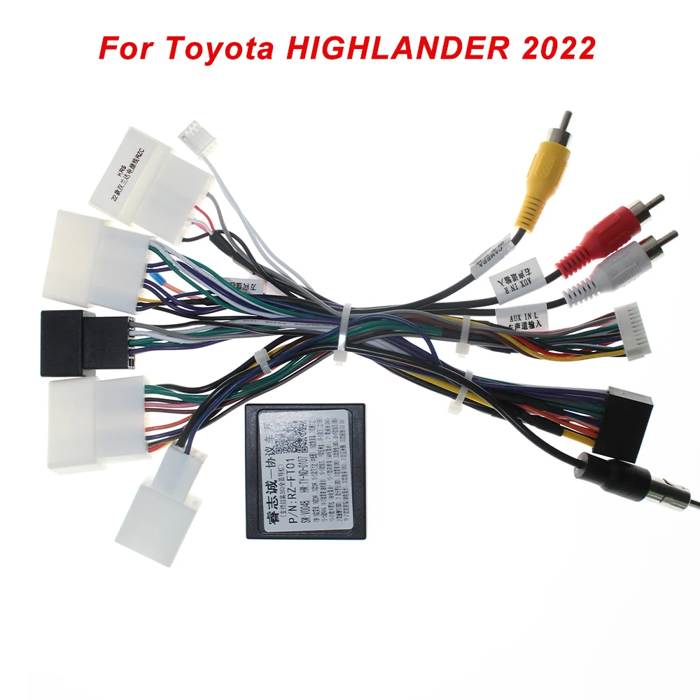 

Автомобильный аудио DVD-плеер, 16-контактный адаптер кабеля питания Android с коробкой Canbus для Toyota HIGHLANDER 2022, жгут проводов