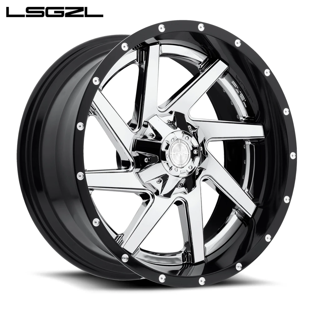 

LSGZL car rims 14 15 16 17X9 18 20 inch black machine face 5 holes PCD 6x139.7 4x4 off road alloy wheels