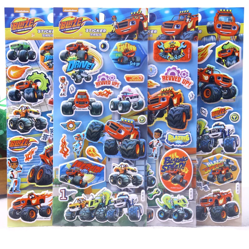 

Children's Cartoon Car Robots Stereoscopic Foam Stickers Blaze and Monsters Laptop Luggage Guitar Decals Set Toys Kids Gifts