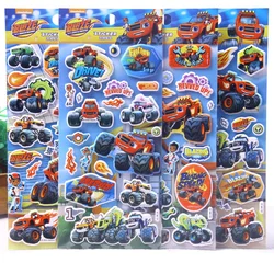 Children's Cartoon Car Robots Stereoscopic Foam Stickers Blaze and Monsters Laptop Luggage Guitar Decals Set Toys Kids Gifts