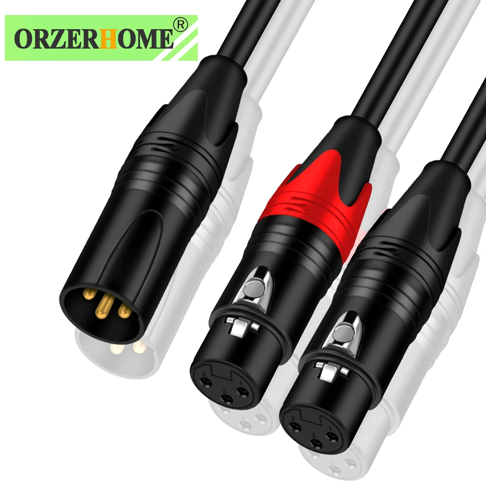 

ORZERHOME 3 Pin XLR Male to Dual Female Y-Splitter Cable Female to 2Male Audio Connector Cord Balanced Speaker Mic Adapter Wire