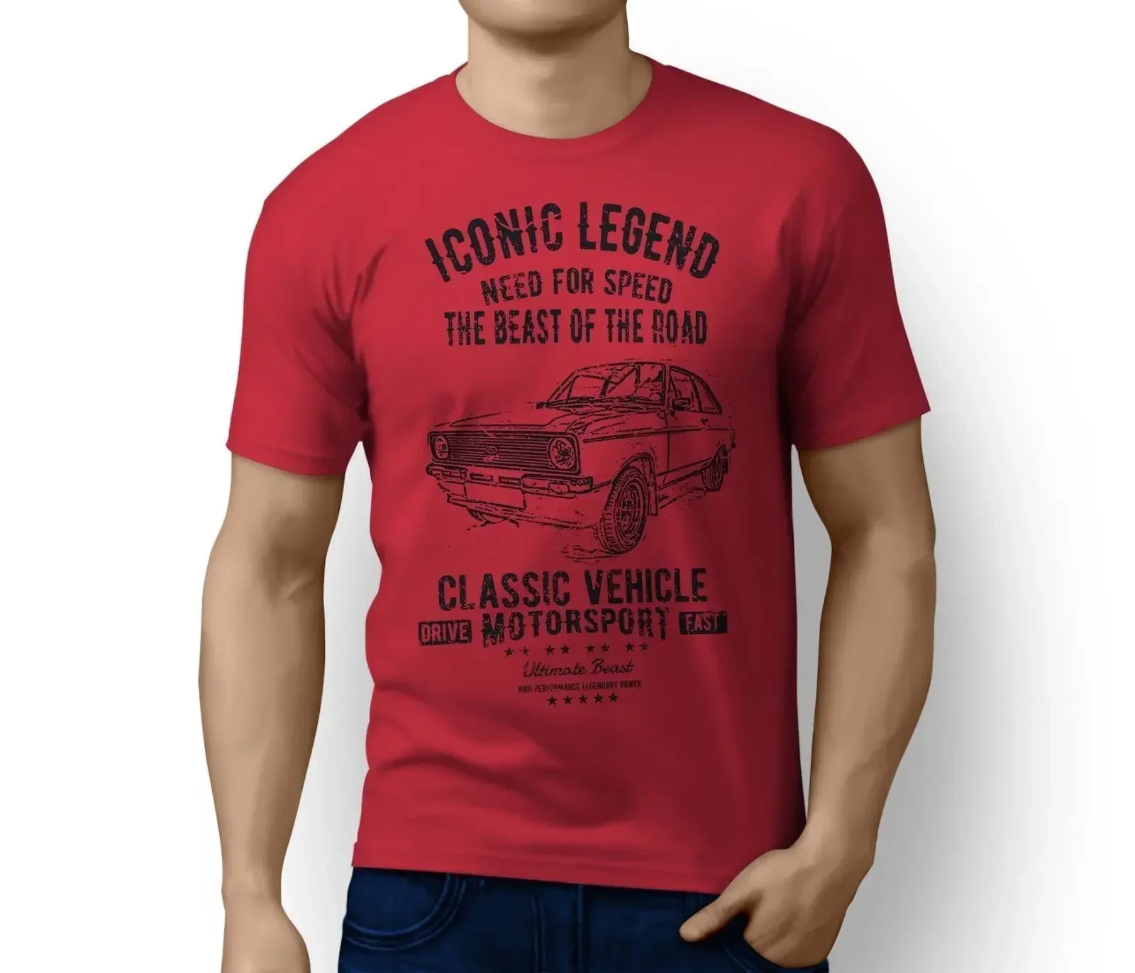 100% Cotton Print Mens Summer O-Neckamerican Car Escort Mk2 RS Mexico Rally Inspired Motorsports Car Art T-Shirt