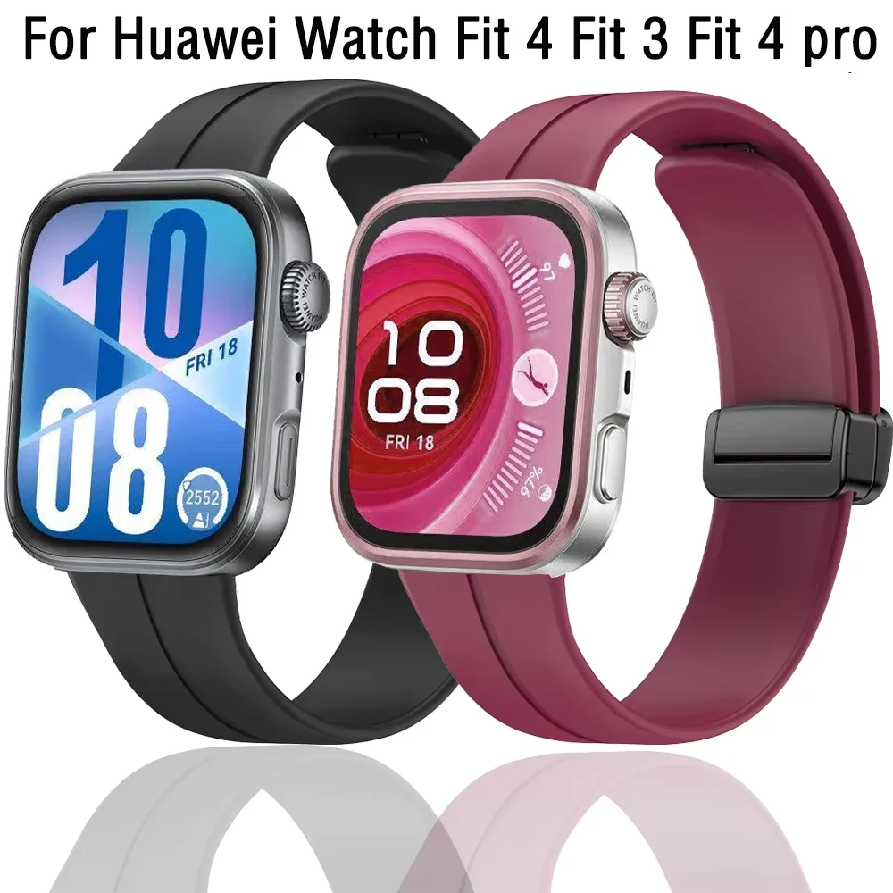 Спортивный силиконовый ремешок для часов Huawei Watch Fit 4 Fit 3, удобный магнитный браслет Huawei Watch Fit 4 pro, сменный Correa