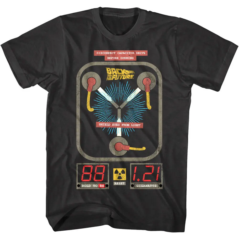 Back to The Future Flux Capacitor Science Men\'s T Shirt Time Travel Movie Black