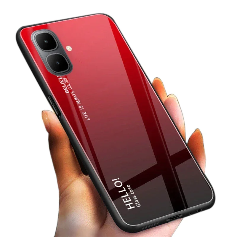 

For Tecno Pop 10 Spark Go 2 Cases Gradient Tempered Glass Hard Cover For Tecno Spark Go 2 Pop 10 Explosion-proof PC Back Casing