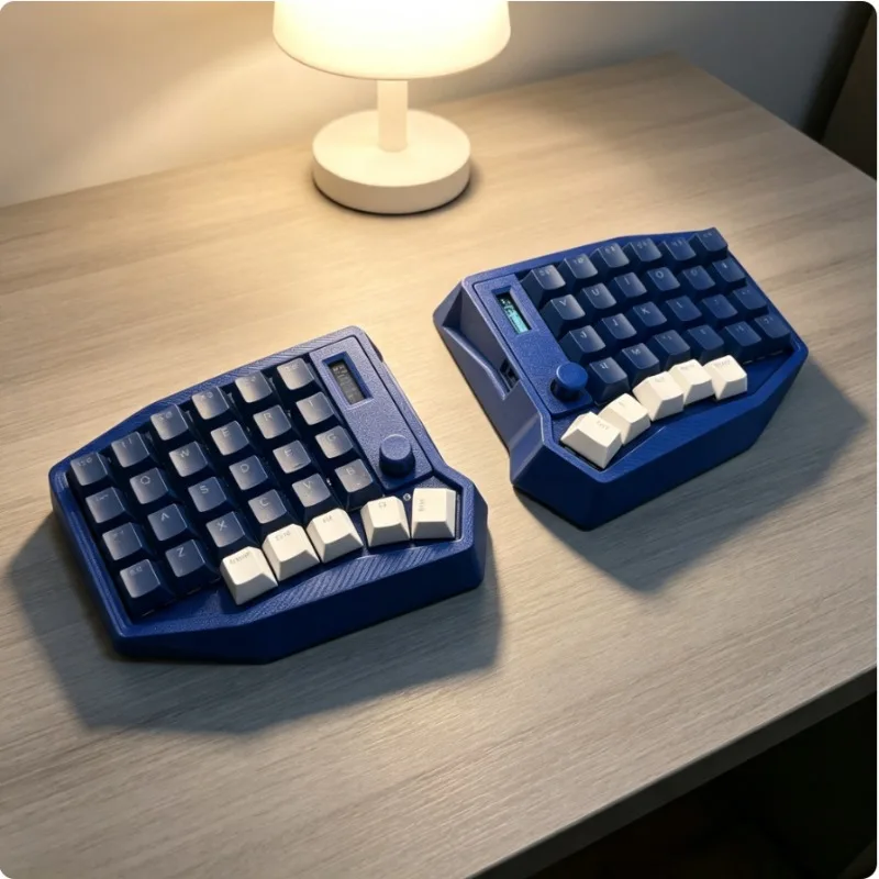 Customized Split Mechanical Keyboard with 5 Joystick Sets and 58 Keys, Bluetooth Wired Dual-mode Hot Swappable Keyboard