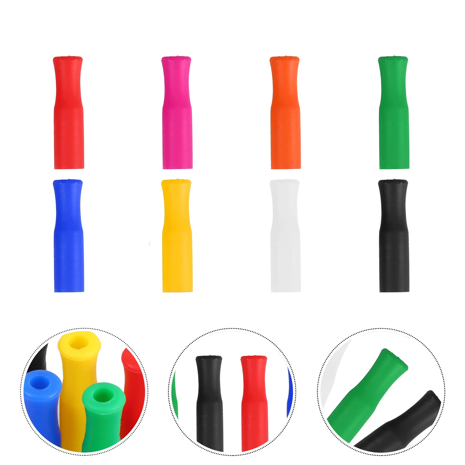 32 قطعة من غطاء قش السيليكون مرن وآمن وموثوق وخيارات ألوان متعددة حجم صغير للاستخدام اليومي أطراف قش السيليكون