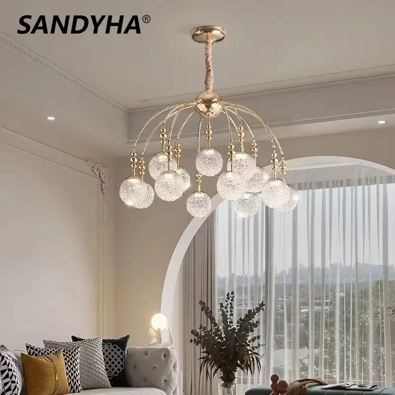 

SANDYHA Modern Led Ceiling Chandelier Glass Pendant Lights Living Room Dining Bedroom Home Decor Hanging Lamp Lamparas Colgantes