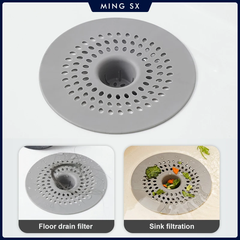 Anti-blocking Silicone Floor Drain Sticker Bathroom Sewer Hair Filter Drain Cover Floor Drain Mat for Kitchen Anti-cockroach