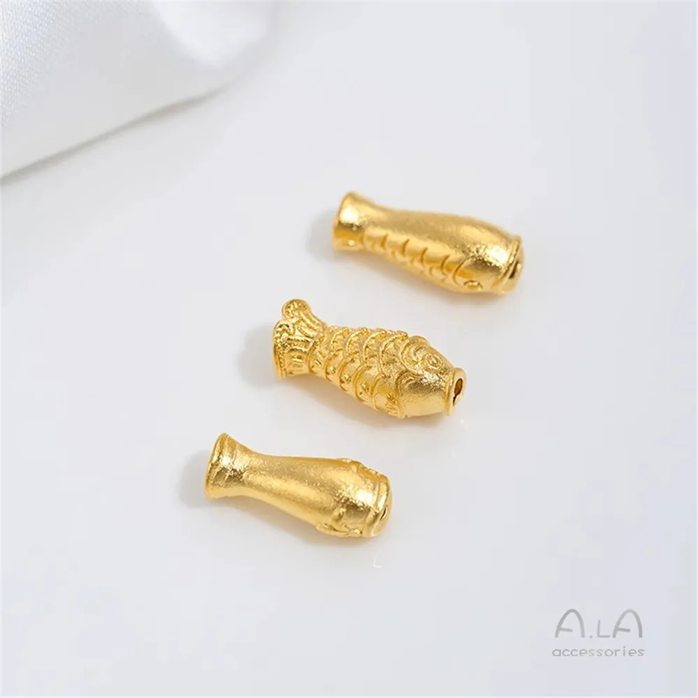 Brass Vietnamese Sand Gold Barrel Koi Bamboo Joint Spacer Beads DIY Bracelet Findings Z420