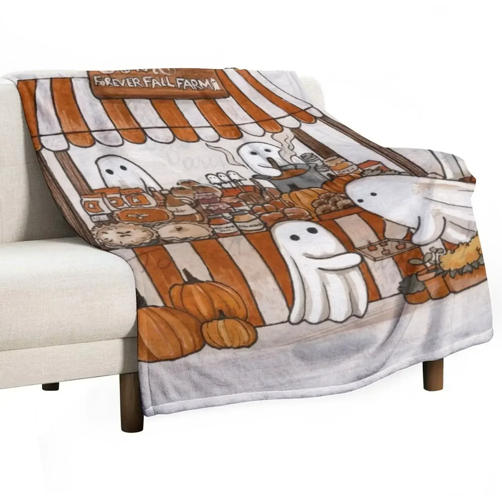 Ghost Market Throw Blanket Furrys Stuffeds Soft Plaid Nap funny gift Flannel Fabric Blankets