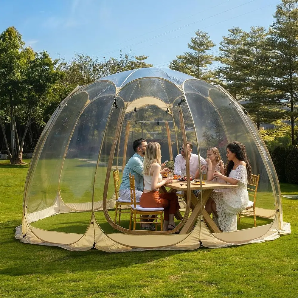 

Большой купольный шатер 15x15 футов для 10-15 человек, прозрачный уличный тент с защитой от дождя, портативная палатка-иглу для сада, кемпинга, вечеринок