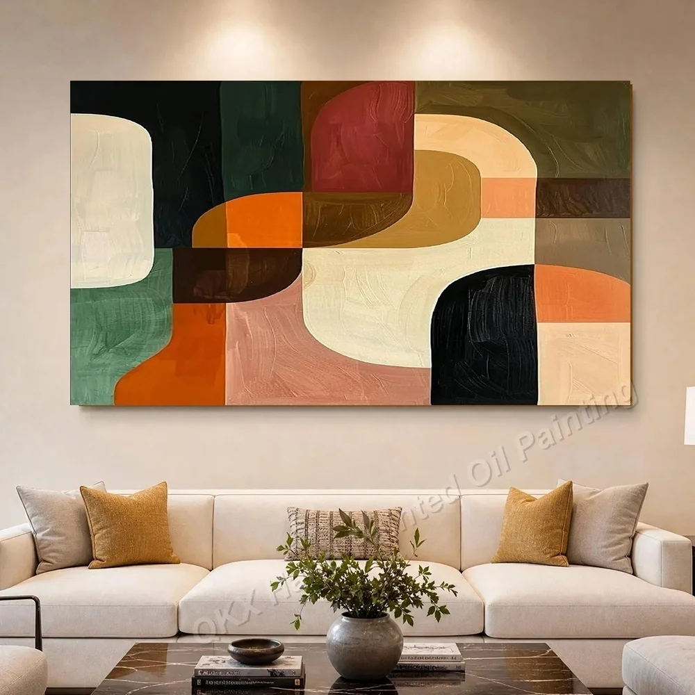 Minimalist Morandi Curved Human Silhouette Hand-Painted Oil Painting on Canvas - Impasto Wall Art for Living Room Decor