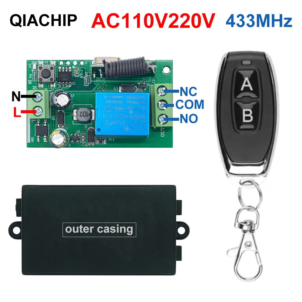 433MHz Dry Contact Switch Remote Control 10A 1CH AC110V 220V Relay Module Receiver Transmitters Remote Control For Light Motor