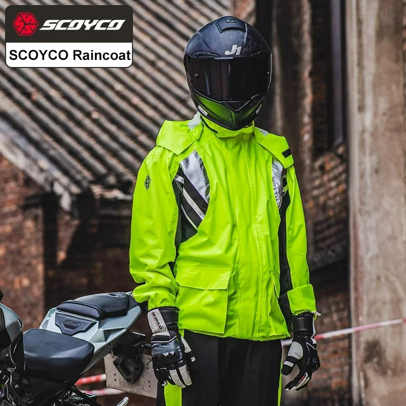 

SCOYCO Motorcycle Split Raincoat Rain Pants Rainstorm Prevention Motocross Riding Rain Jacket Men Women Reflective Raincoat Set