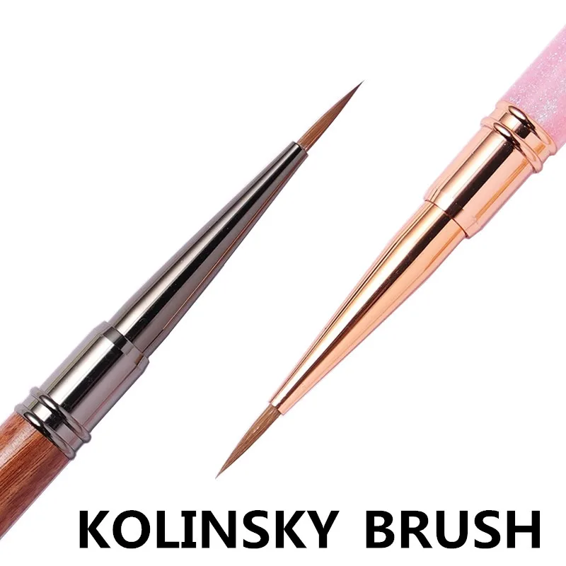 10Style New Kolinsky Acrylic Nail Brush Purple Nails Brush Art Acrylic Pure Kolinsky Sable Brush 3D Painting Pen