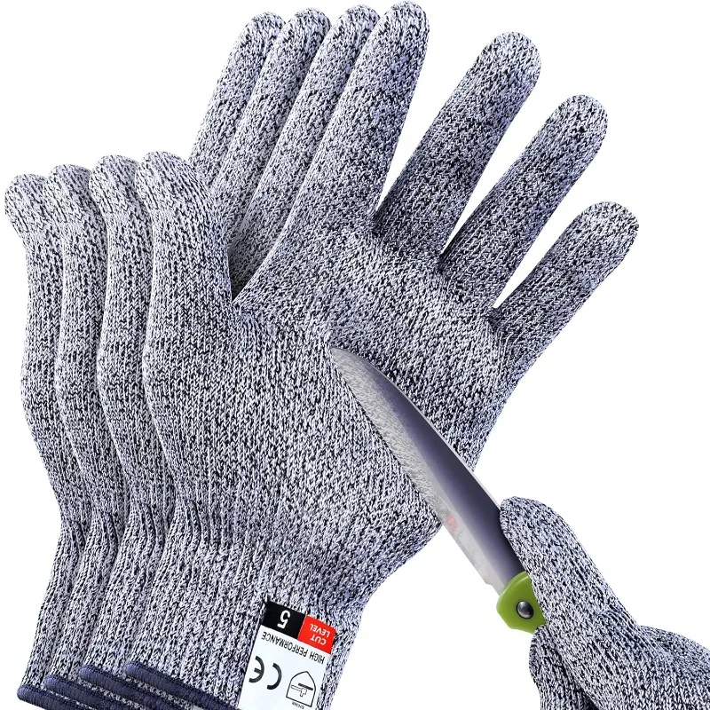 

4 PCS (M+L) Cut Resistant Gloves Level 5 Protection for Kitchen, Upgrade Safety Anti Cutting Gloves for Meat Cutting, Wood Carvi