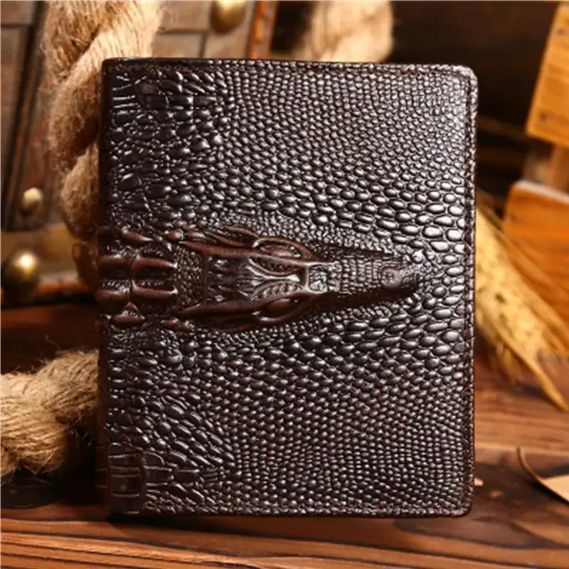 

2024 New Fashion Business Men's Wallets Cow Genuine Leather Short Wallet Alligator Male Cash Purses Clutch Boy Casual Wallets