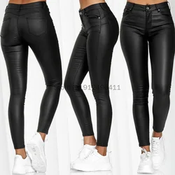 Women Halloween Medieval Gothic Leather Pant Women Fashion PU Pants Leather Steampunk High Waist Pencil Pants Sexy Skinny Casual