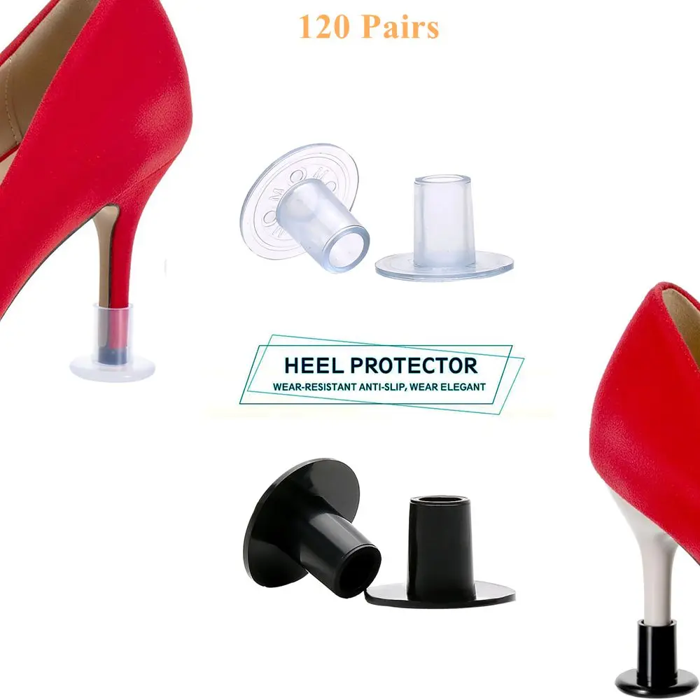 120 Pairs Heel Caps Covers Anti-Slip Heel Stoppers Stop Sinking at Grass and Cracks Heel Protectors for Outdoor Wedding Party