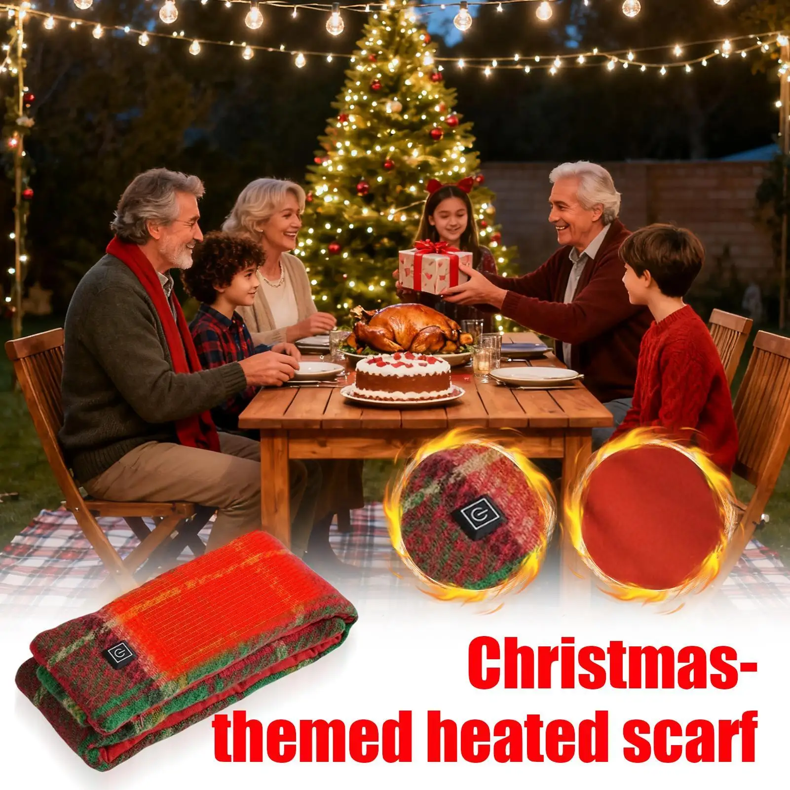 ساخنة وشاح عيد الميلاد تحت عنوان الطقس البارد الرقبة أدفأ التدفئة الكهربائية وشاح للنساء الرجال له لها الكبار الأب الأم الزوج #2