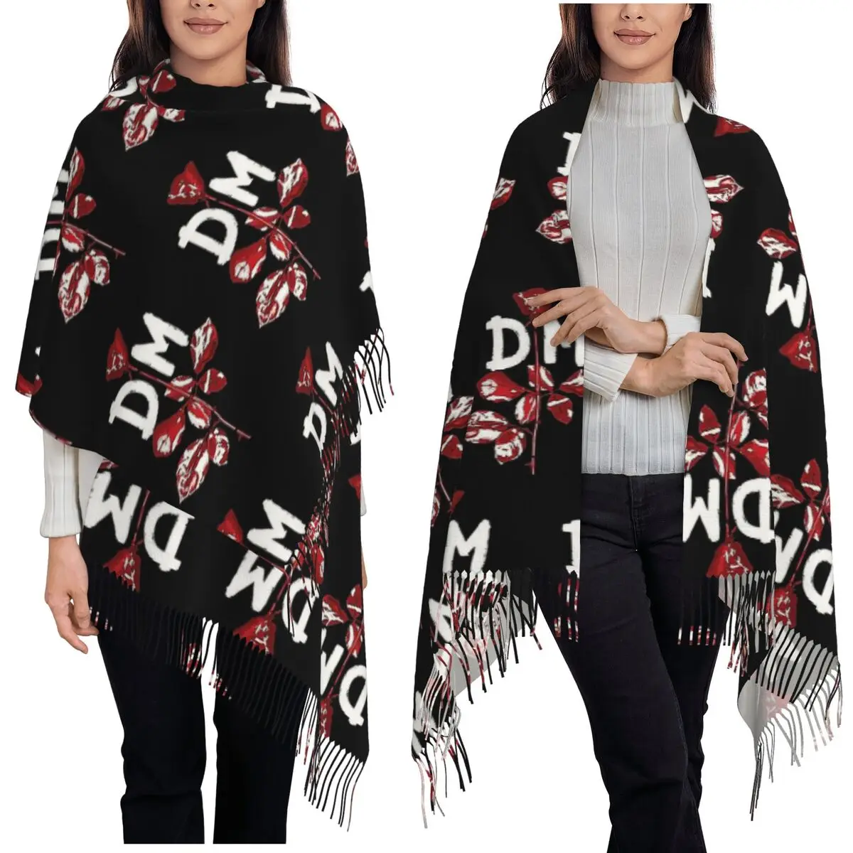 

Электронный рок-шарф Depeche Cool Mode, шарфы с кисточками для женщин, мягкие теплые шали и накидки, длинная осенне-зимняя шаль