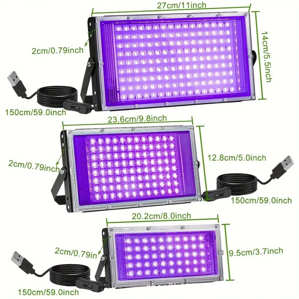 LED UV Curing Lamp 395nm 50W 100W LED Black Light UV Glue Printing Painting Resin Ink DIY UV Resin Curing Light USB Black Lamp