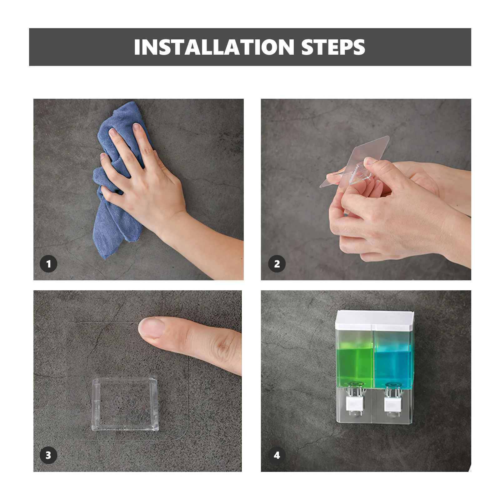 

2 Chamber Press Type Soap Dispenser Wall Mount Shower Shampoo Pump Bottle Replacement Bathroom Holder Soap Dispender