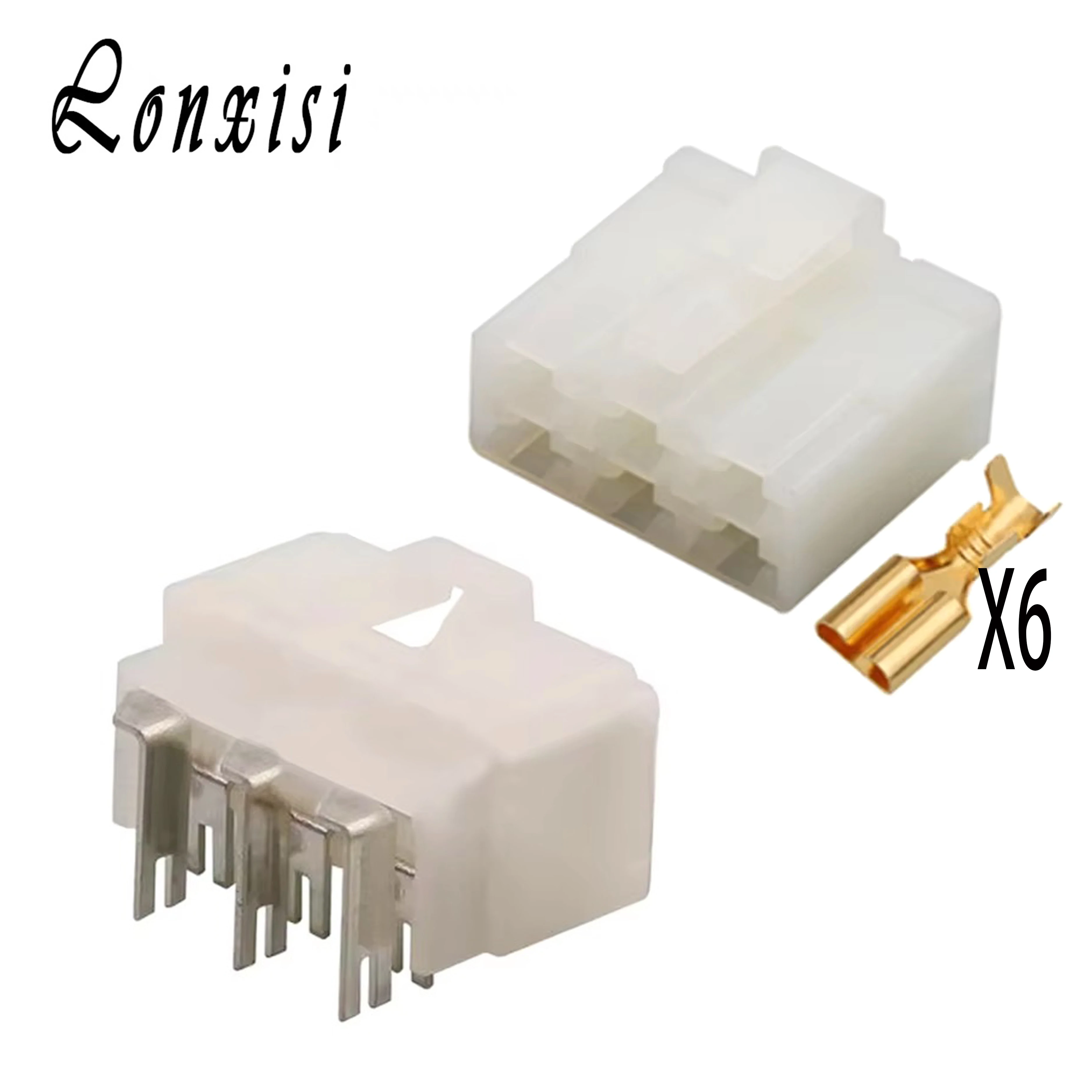 

1/5/10 Sets 6 Pin 6.3mm 6120-2063 6070-6481 Auto White Connector Automobile Male Female Socket Plug With Terminals