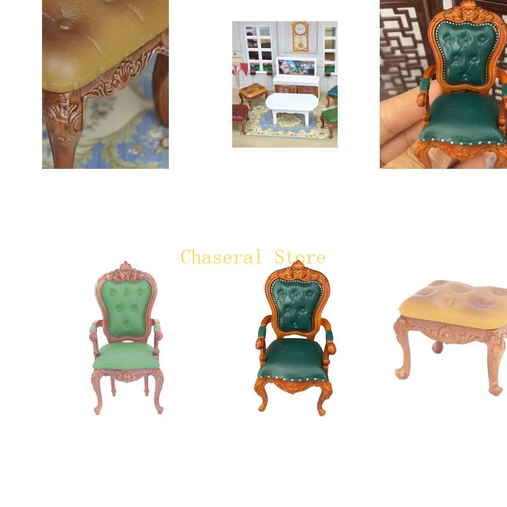 

E7CE Miniatures Vintage Chair Model Doll House Display Chair Victorian Furniture