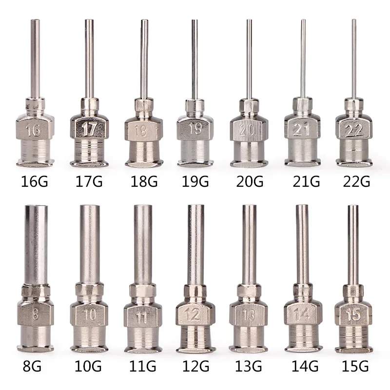 0.5 inch stainless steel needle 12 pieces/1 box 8G to 19G direct pin stainless steel needle tip gluing machine accessories