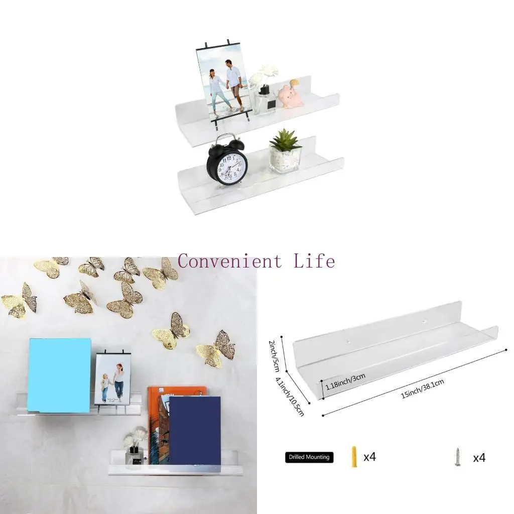 

L1EE 2PCS настенная стойка для хранения кухня кухонная полка полки однословный прозрачный u формы