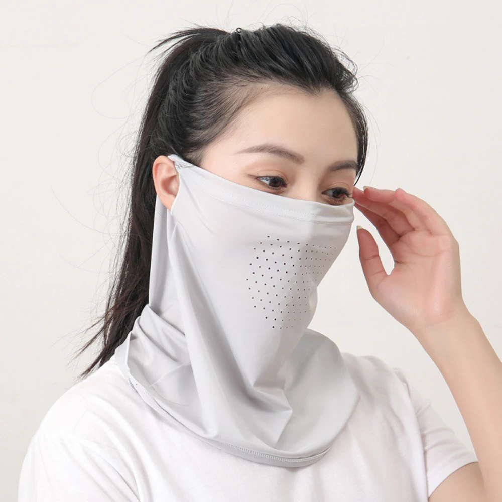 

UV Protection Sunscreen Face Scarf Soft Breathable Outdoor Neck Wrap Cover Sports Sun Proof Bib Ice Silk Dustproof Face Mask