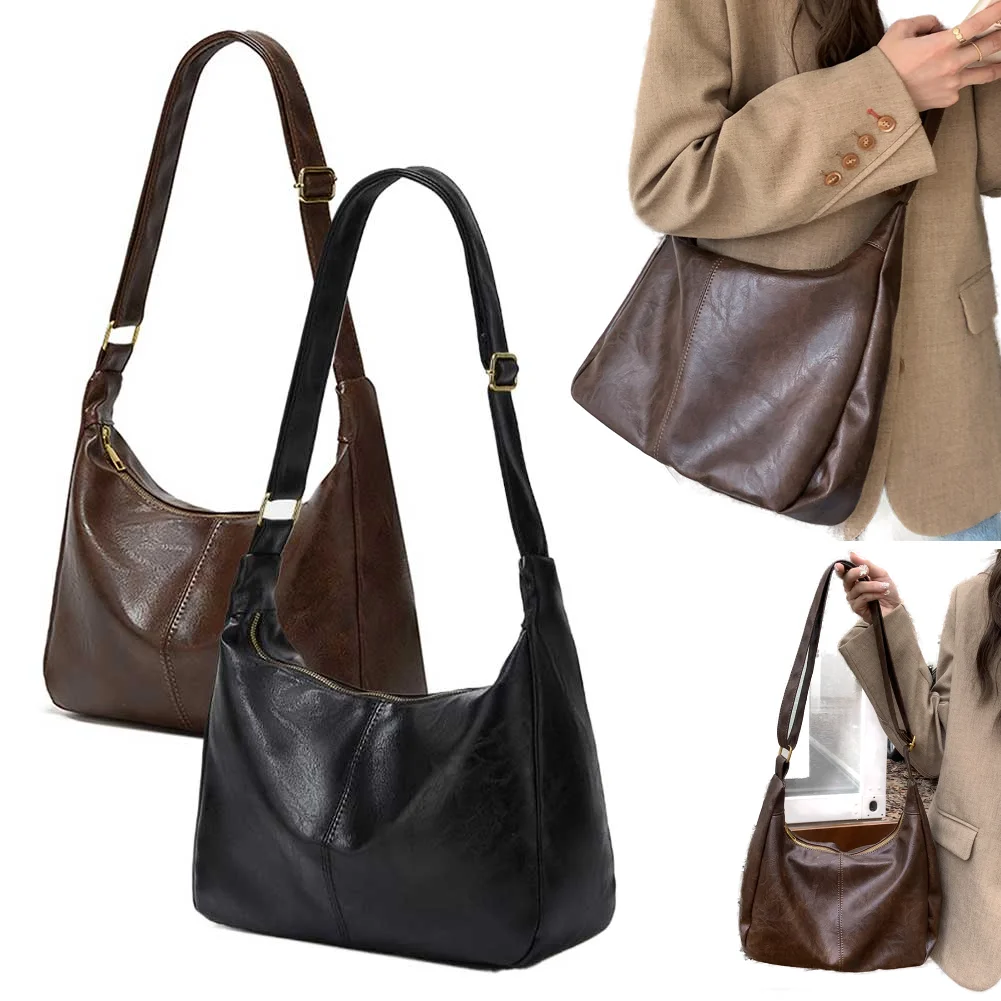 

Women's Crossbody Bag With Inner Bag PU Leather Adjustable Shoulder Strap Handbag Travel Work Makeup Bag Convenient Zipper Bag