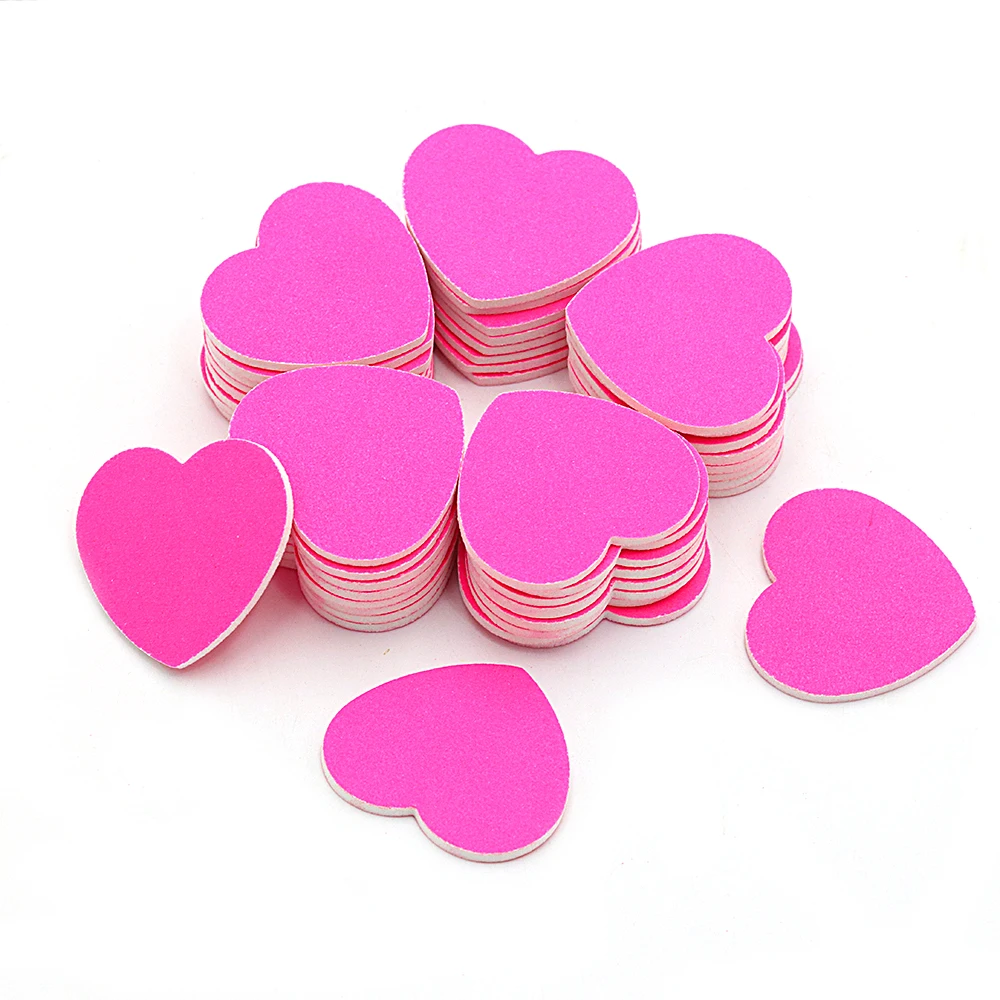 500Pcs/Set Creative Heart Shaped Nail Files Wholesale Portable Cutters For Manicure Pedicure Sanding Nails Accessories And Tools