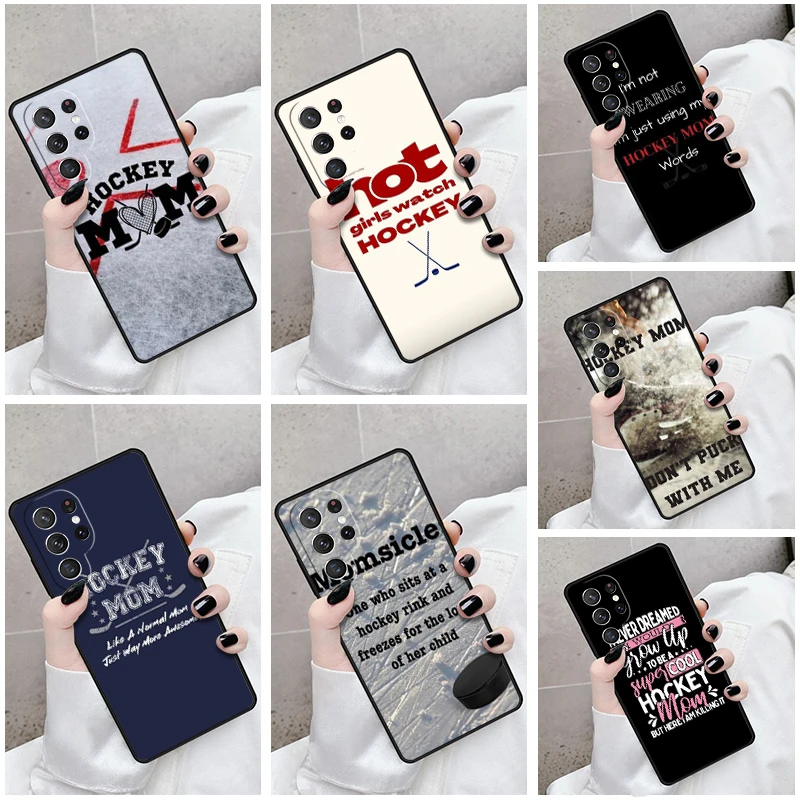 Phone Case For Samsung Galaxy S24 S23 S21fe S22 Ultra Plus Note 10 20 S8 S9 S10 Cover Famous Ice Hockey Mom Sports